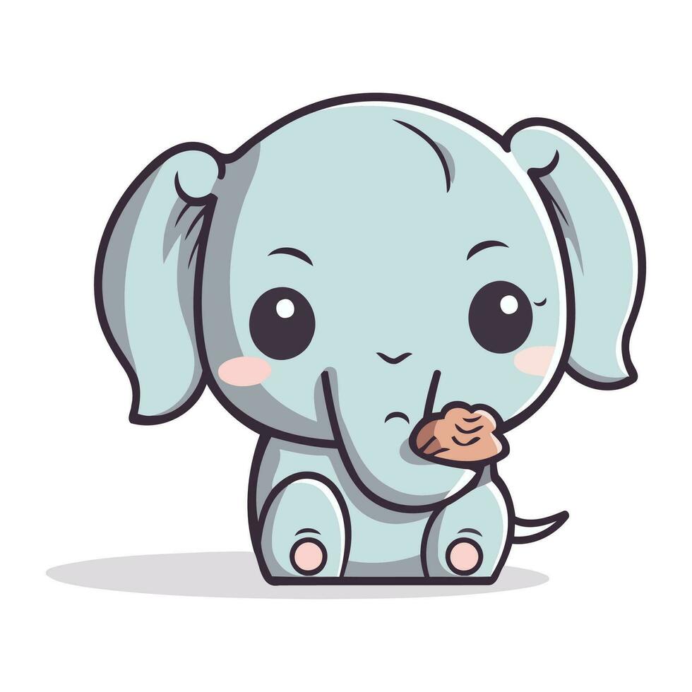 Cute elephant cartoon character vector illustration. Cute baby elephant icon.