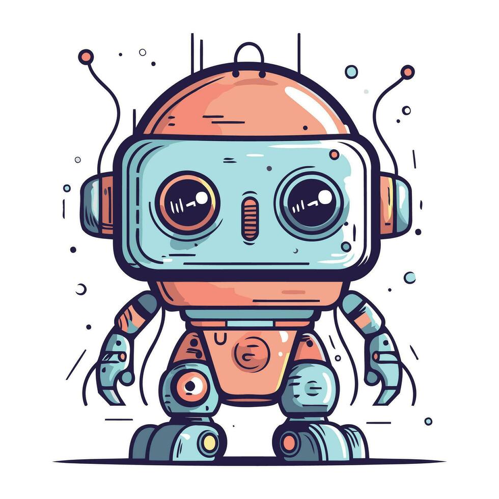 linda dibujos animados robot con auriculares. vector ilustración para tu diseño.