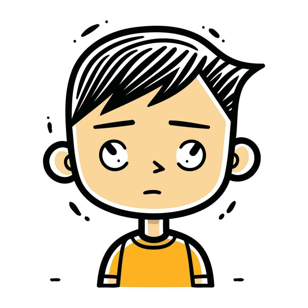 Angry boy cartoon face. Vector illustration of angry boy face.
