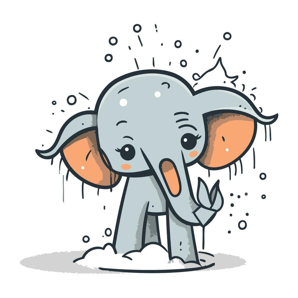 Cute cartoon elephant. Vector illustration isolated on a white background.