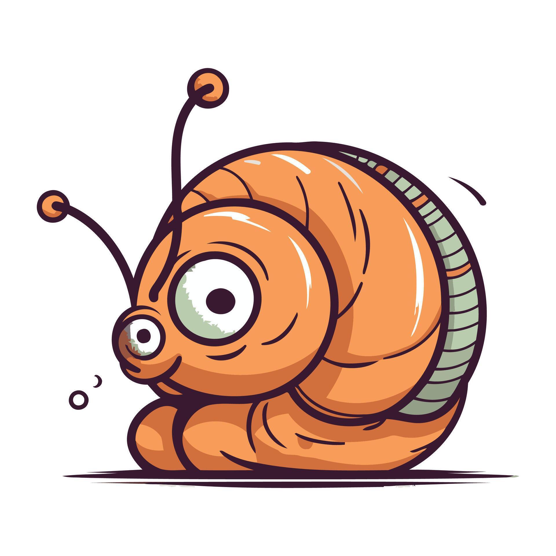 Cute cartoon snail. Vector illustration. Isolated on white background