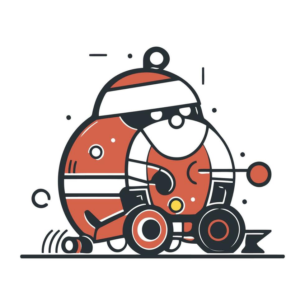Cute robot with santa claus hat. vector illustration.