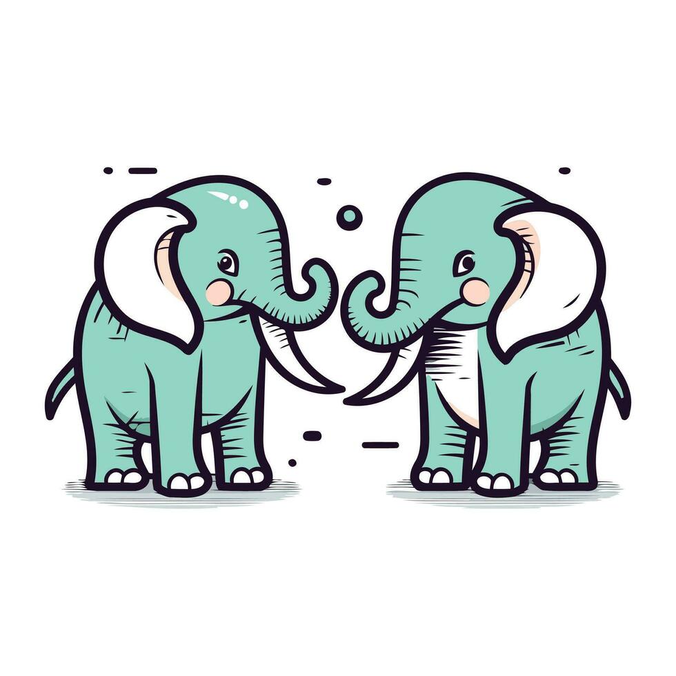 linda dibujos animados elefantes vector ilustración aislado en un blanco antecedentes.