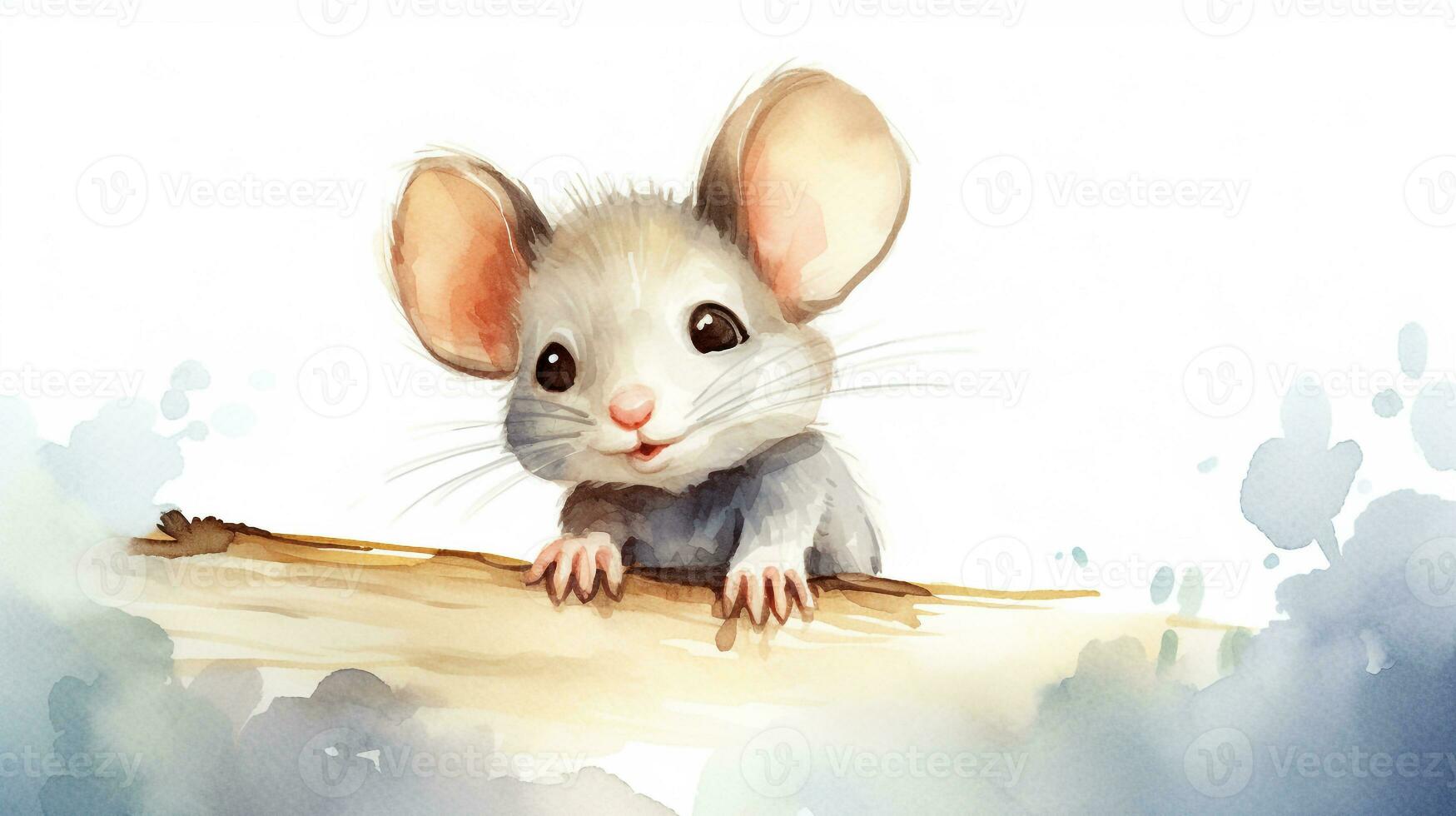 a cute little Rat in watercolor style. Generative AI photo