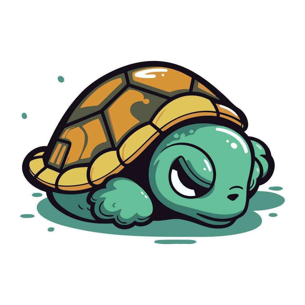 Cartoon turtle. Vector illustration of a cute cartoon turtle isolated on white background.