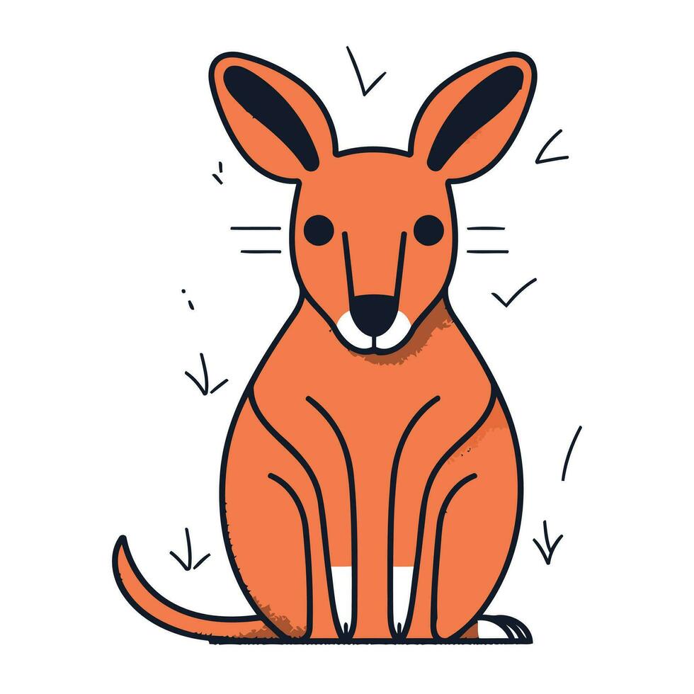 Cute kangaroo. Vector illustration in doodle style.