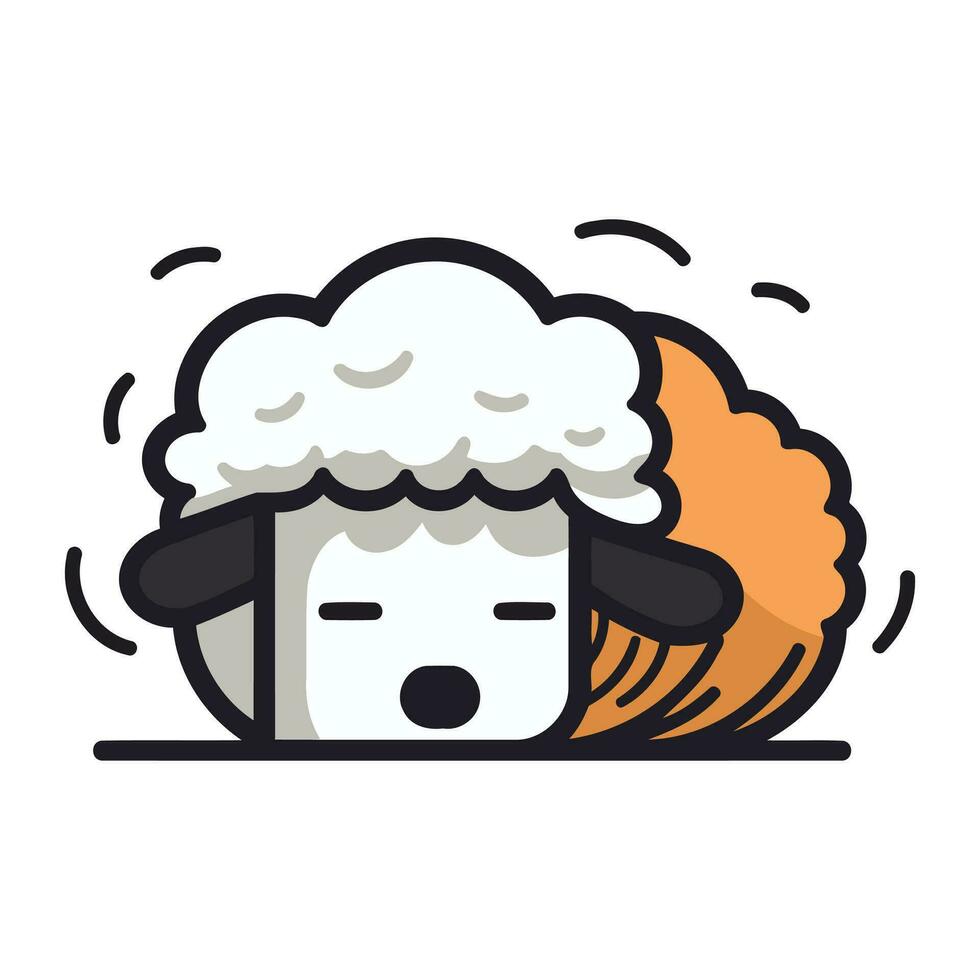 Sheep head icon. Cute cartoon sheep head vector illustration.