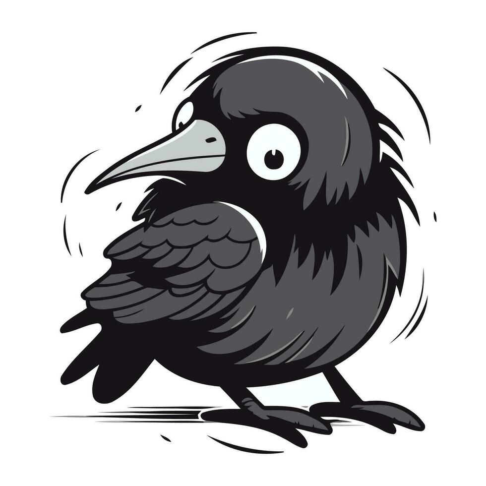Crow on the white background. Vector illustration for your design.