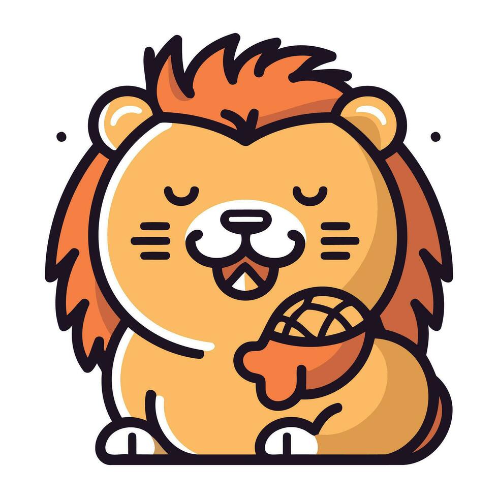 Cute cartoon lion. Vector illustration isolated on a white background.