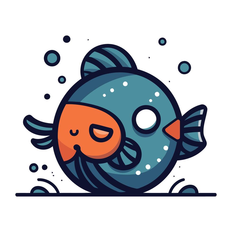 Cute cartoon fish. Vector illustration in doodle style. 32919526 Vector