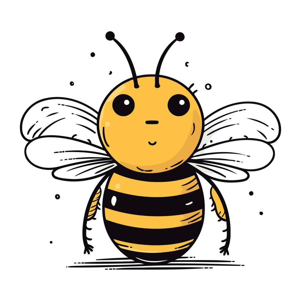 linda dibujos animados abeja. vector ilustración aislado en un blanco antecedentes.