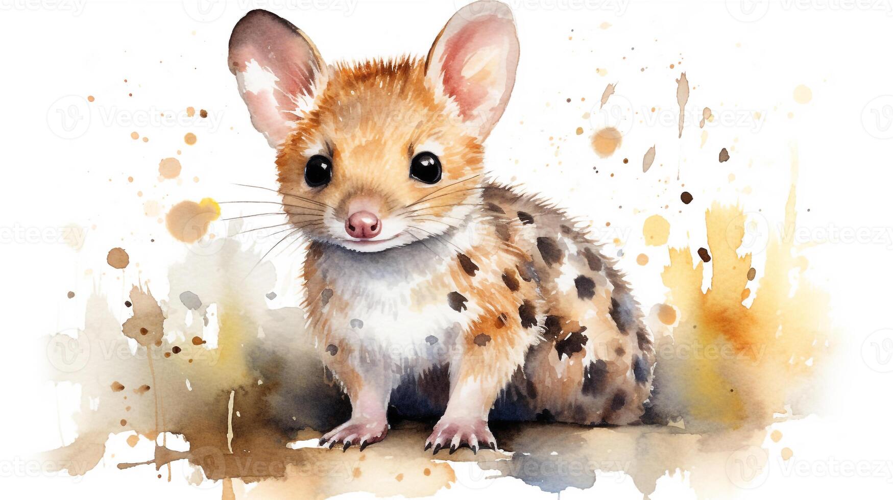 un linda pequeño quoll en acuarela estilo. generativo ai foto