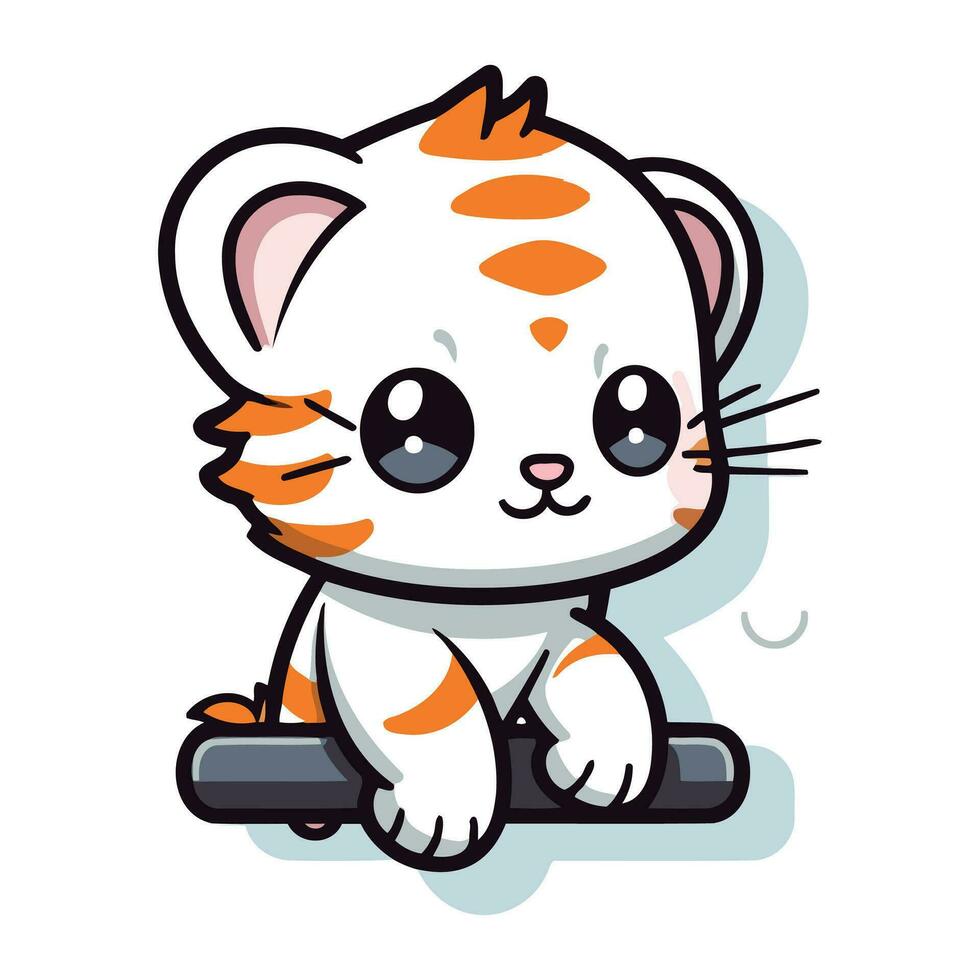 Cute little tiger cartoon vector illustration. Cute animal character.