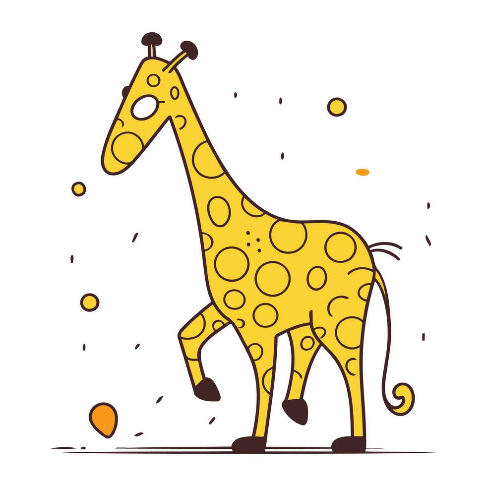 Cute cartoon giraffe on white background. Vector illustration in flat style.