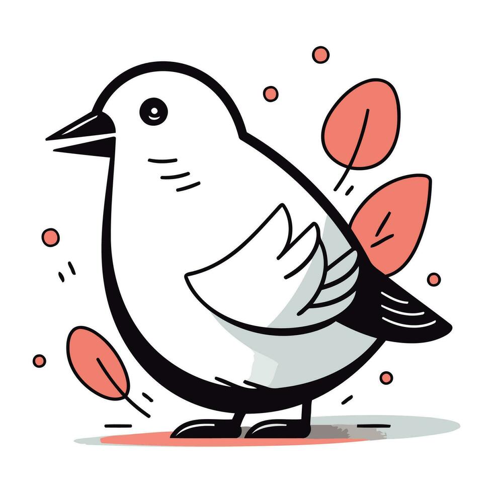 Dove vector illustration. Cute doodle bird character.