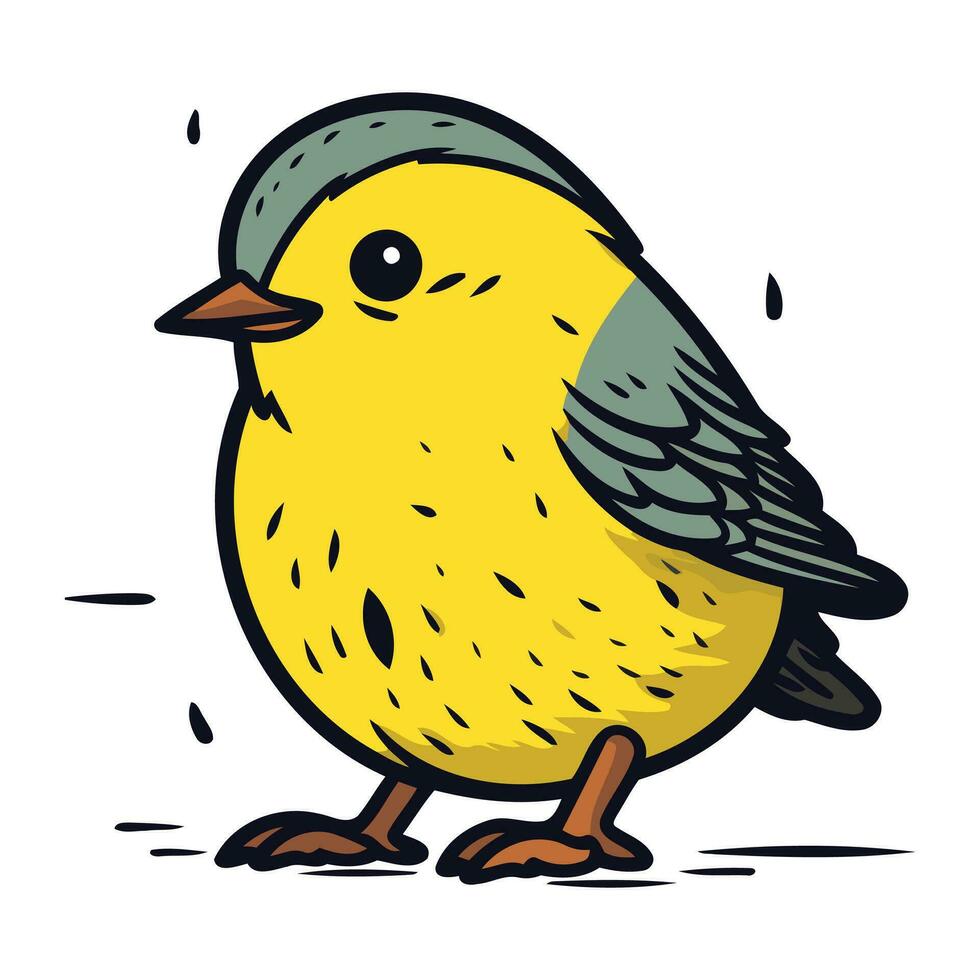 Vector illustration of a cute little bird. Hand drawn cartoon style.