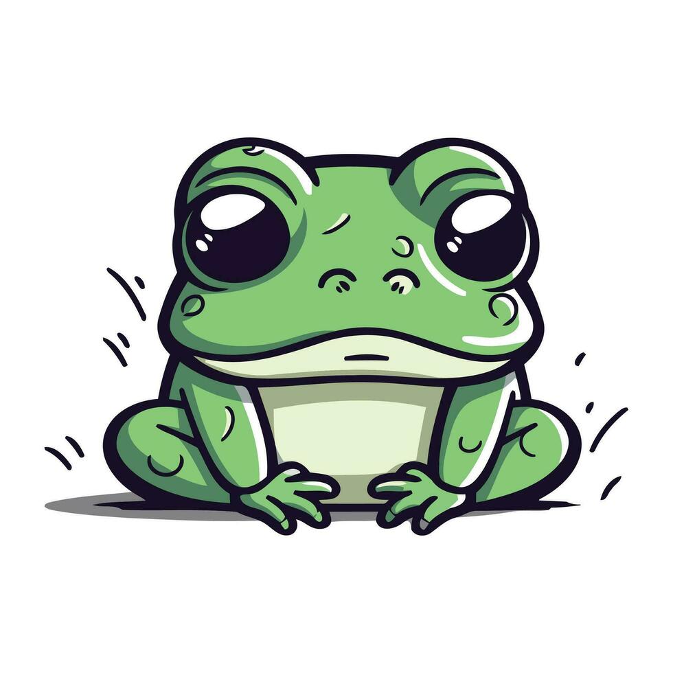 Cute cartoon frog isolated on white background. Vector stock illustration.