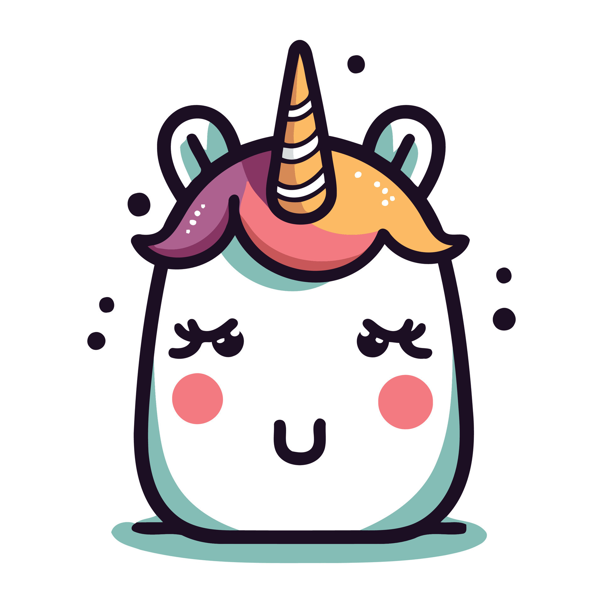 Cute cartoon unicorn with horn. Vector illustration isolated on white ...