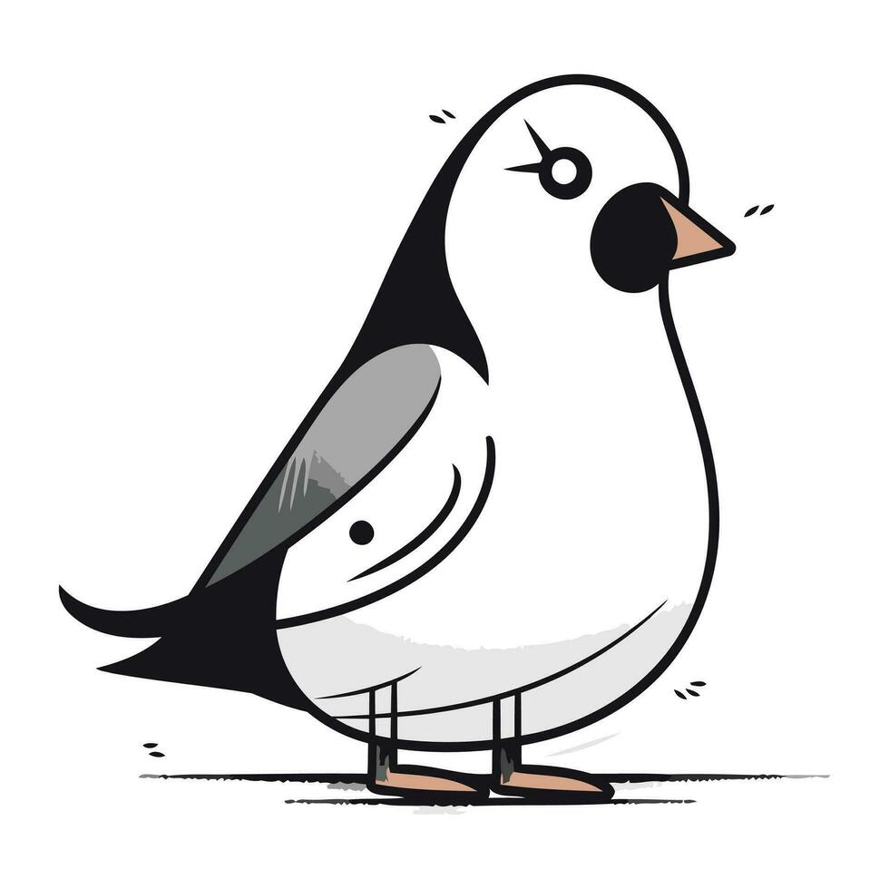 Vector illustration of a cute seagull on a white background.