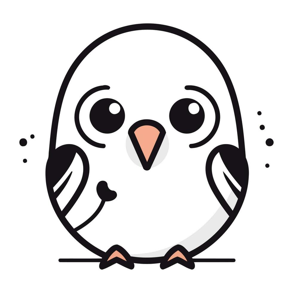 Cute kawaii cartoon bird. Vector illustration isolated on white background.