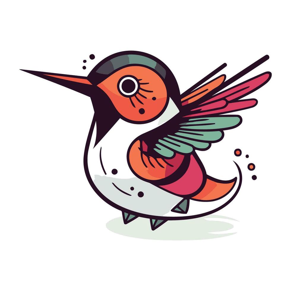 Hummingbird cartoon icon. Vector illustration of a cute bird.