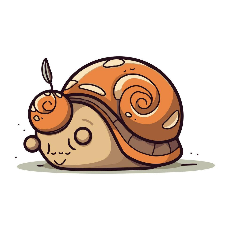 Cute cartoon snail isolated on a white background. Vector illustration.