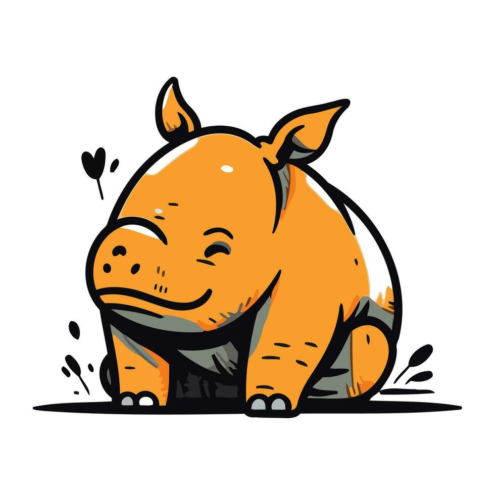 linda dibujos animados rinoceronte. vector ilustración en blanco antecedentes.