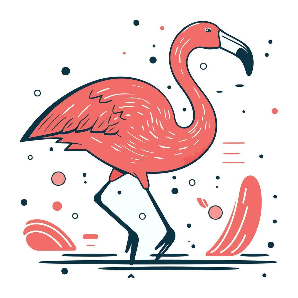 Flamingo vector illustration. Hand drawn doodle style.