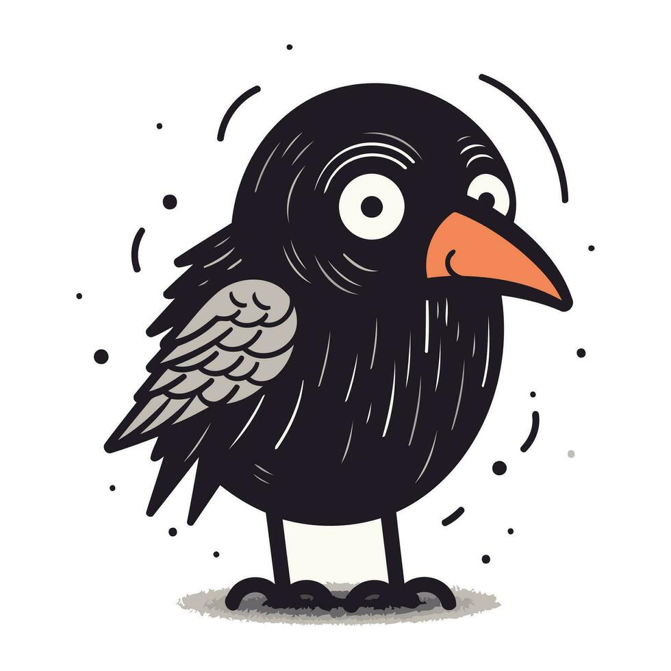 Cute cartoon crow. Vector illustration isolated on a white background.