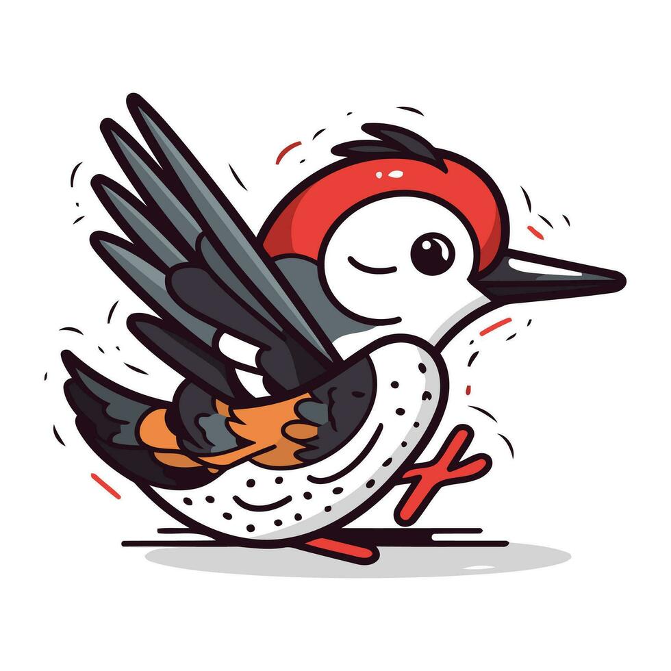 Cute Woodpecker Bird Cartoon Mascot Character Vector Illustration