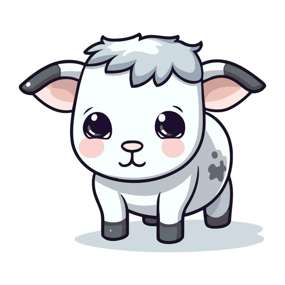 Cute cartoon sheep. Vector illustration isolated on a white background.