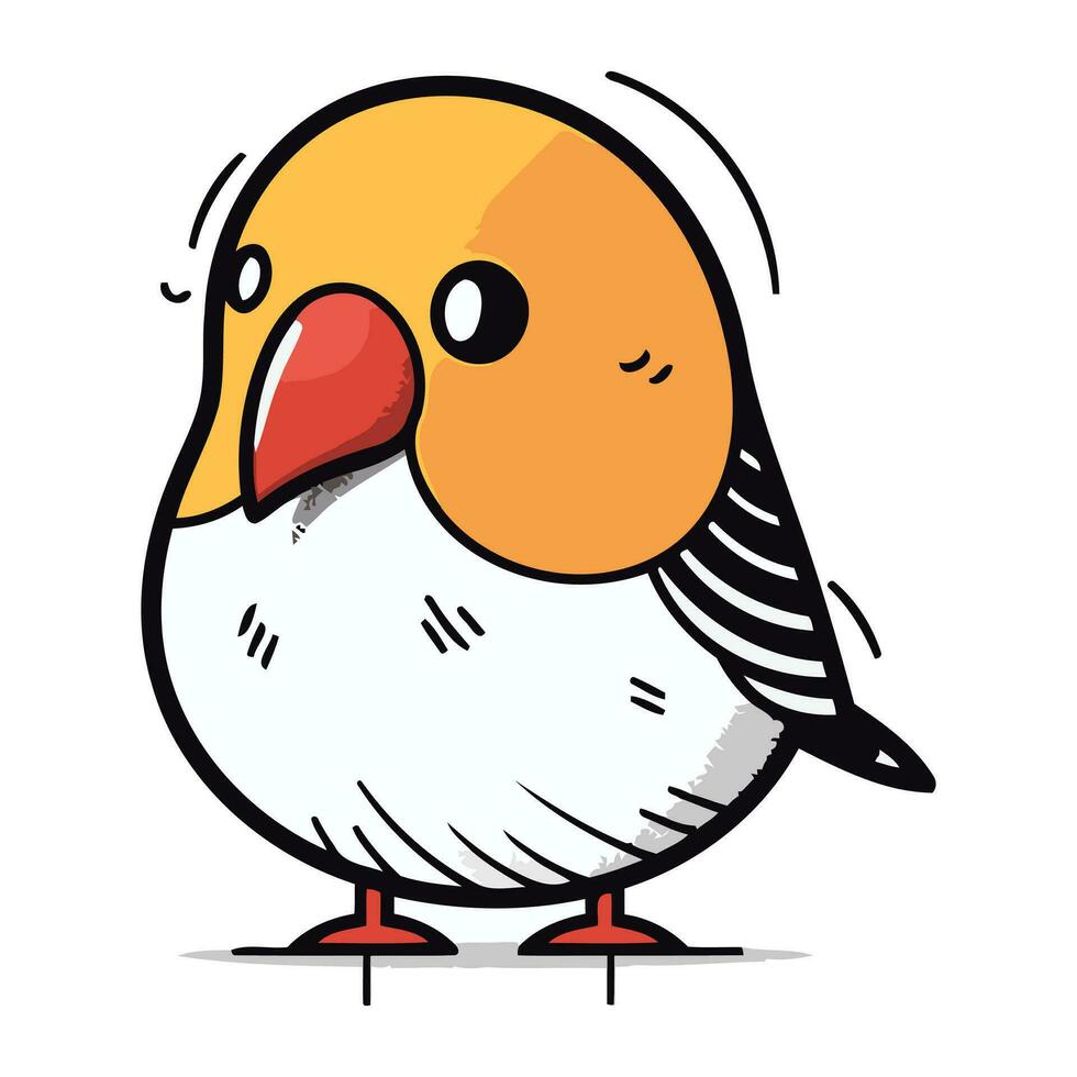 Illustration of cute little bird on white background. Vector illustration.