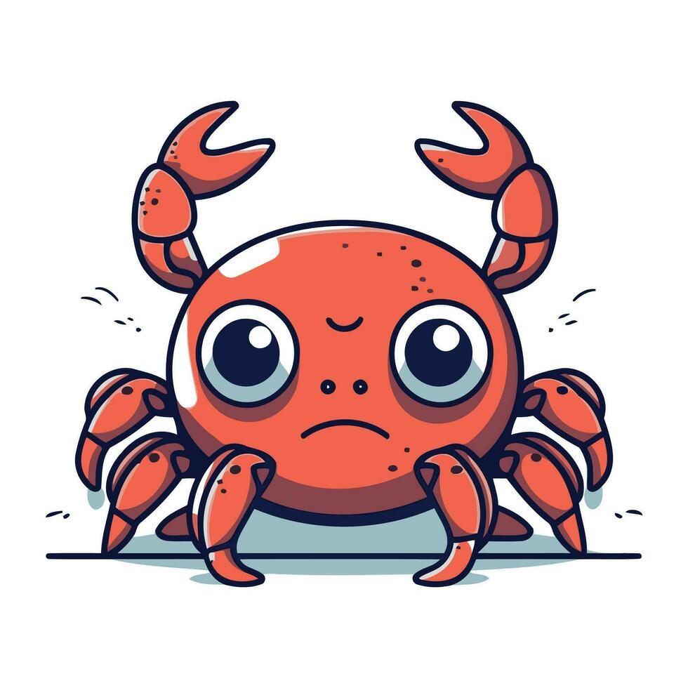 linda dibujos animados cangrejo. vector ilustración de un linda rojo cangrejo.