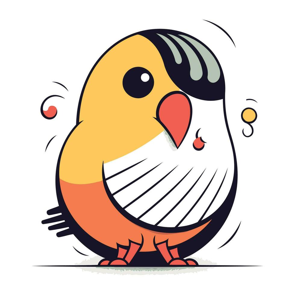 Vector illustration of a cute little bird. Cute cartoon character.