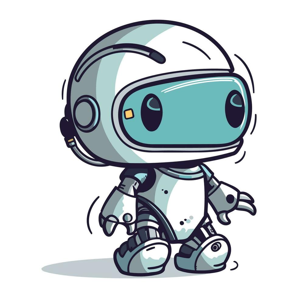 Cartoon robot isolated on white background. Cute vector illustration.