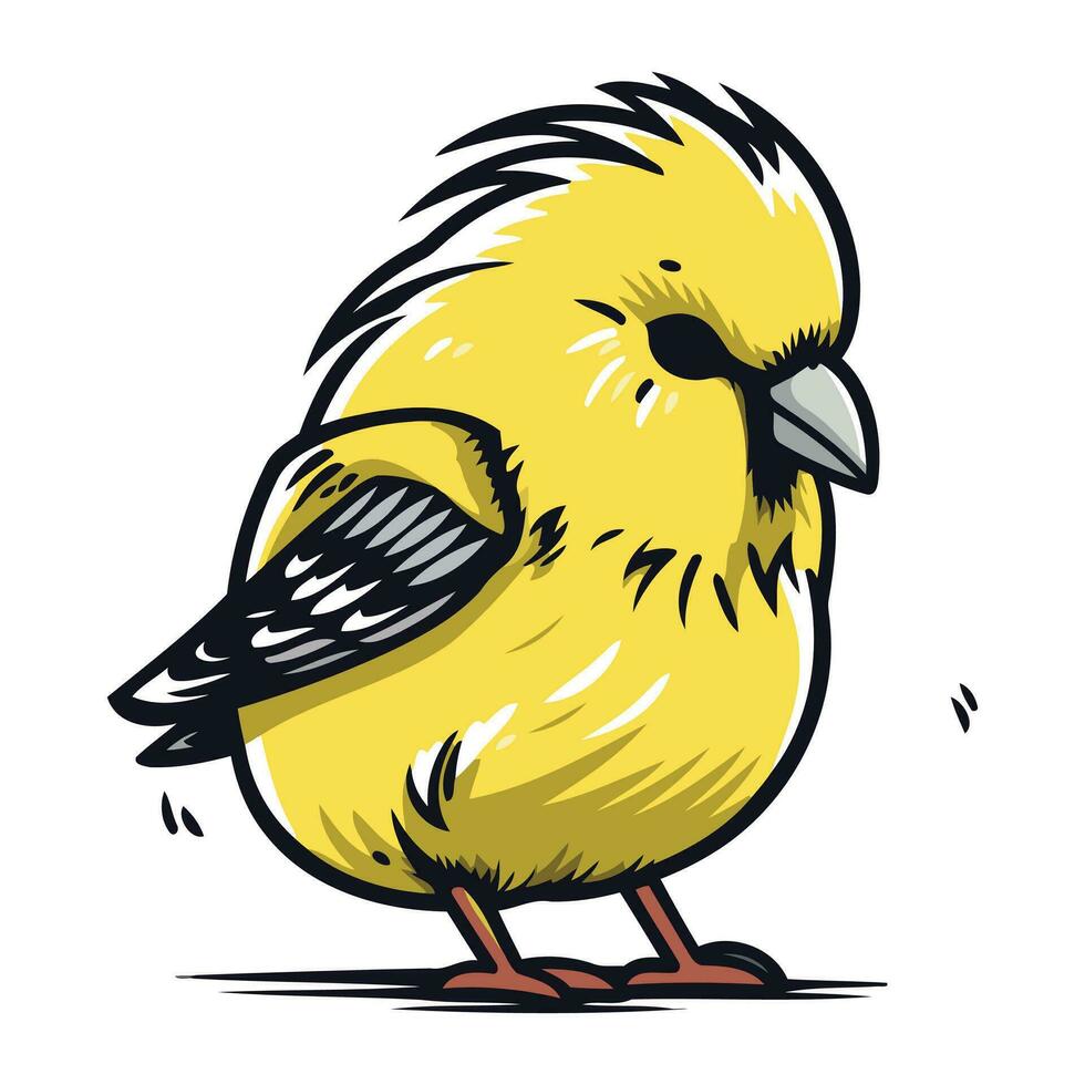 vector ilustración de un linda pequeño amarillo pájaro aislado en blanco antecedentes.