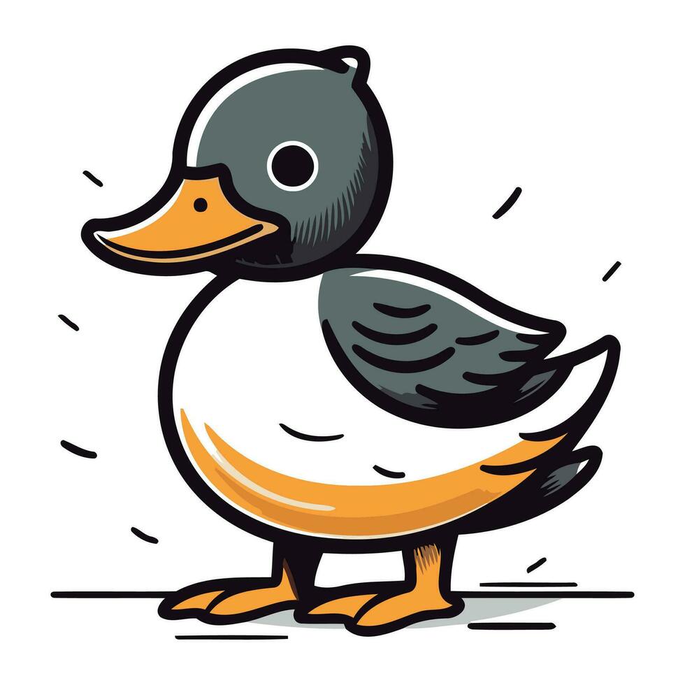 Duck cartoon vector illustration. Isolated on a white background.