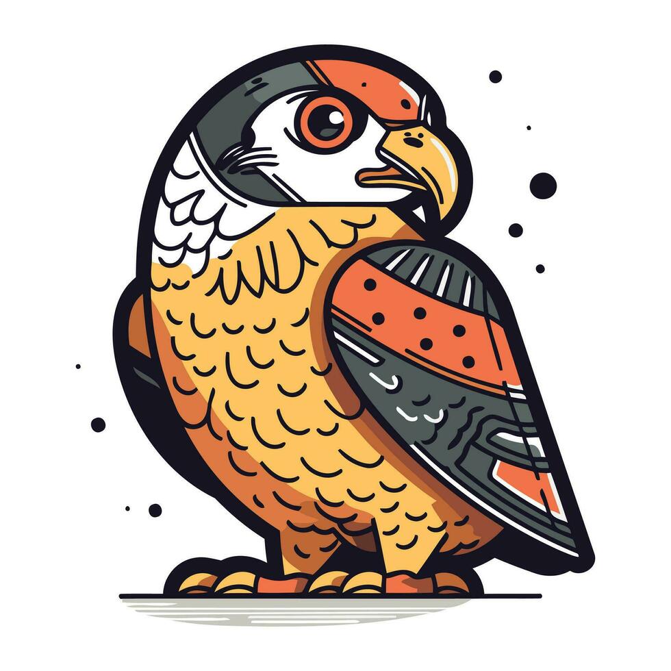 Vector illustration of a parrot with a shield in its beak