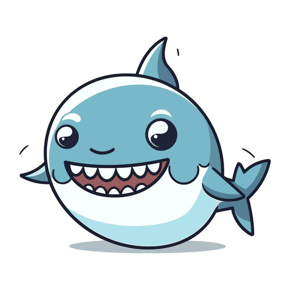 Cute Shark Cartoon Mascot Character. Vector Illustration.