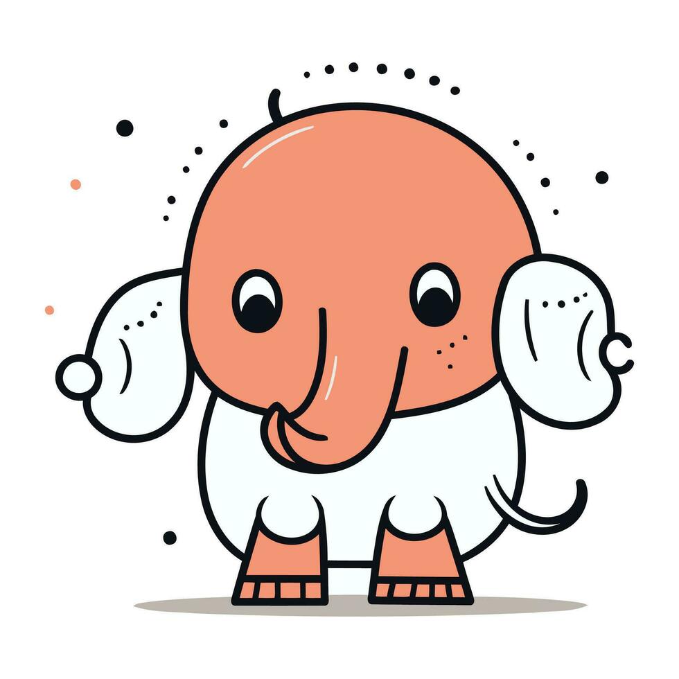 Cute cartoon elephant. Vector illustration in doodle style.