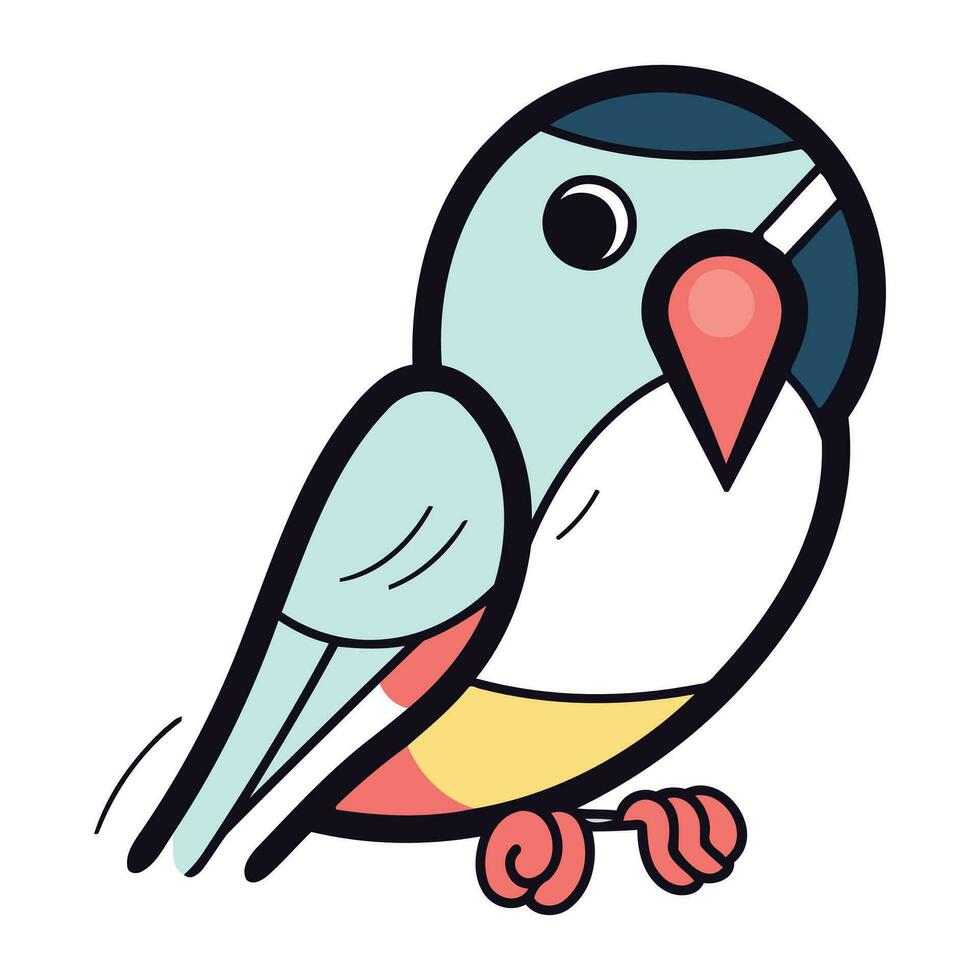 Vector illustration of cute cartoon parrot isolated on white background. Flat style.