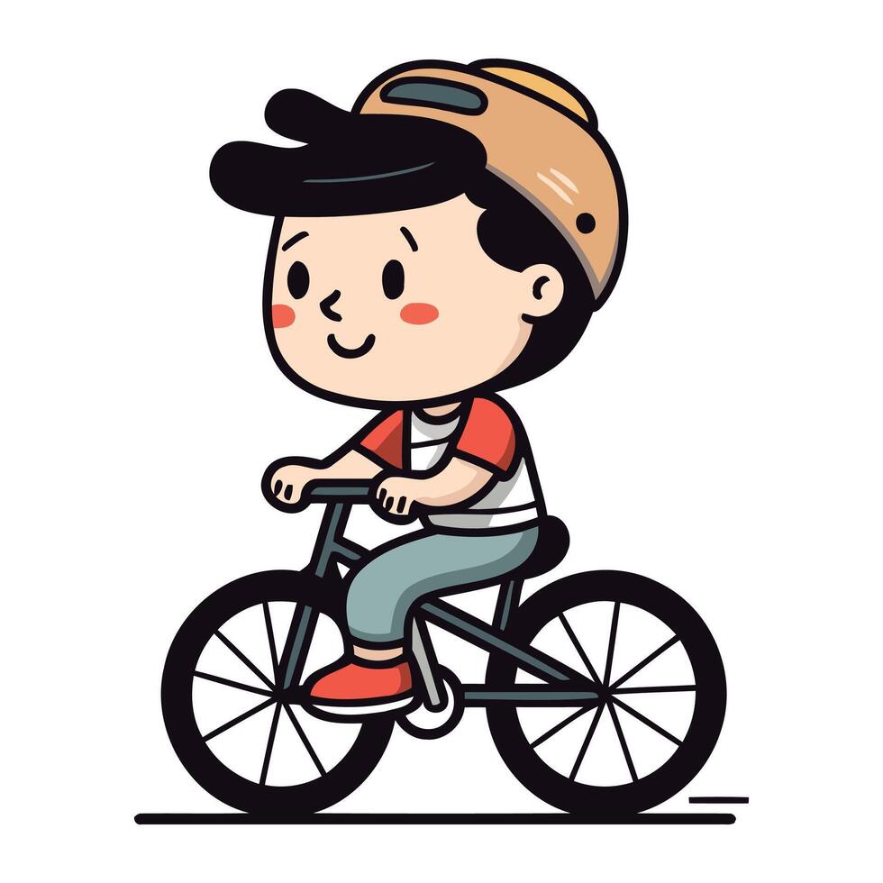 chico montando un bicicleta. vector ilustración de un chico en un bicicleta.