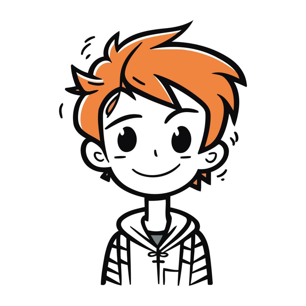 Cute cartoon boy with orange hair. Vector illustration isolated on white background.