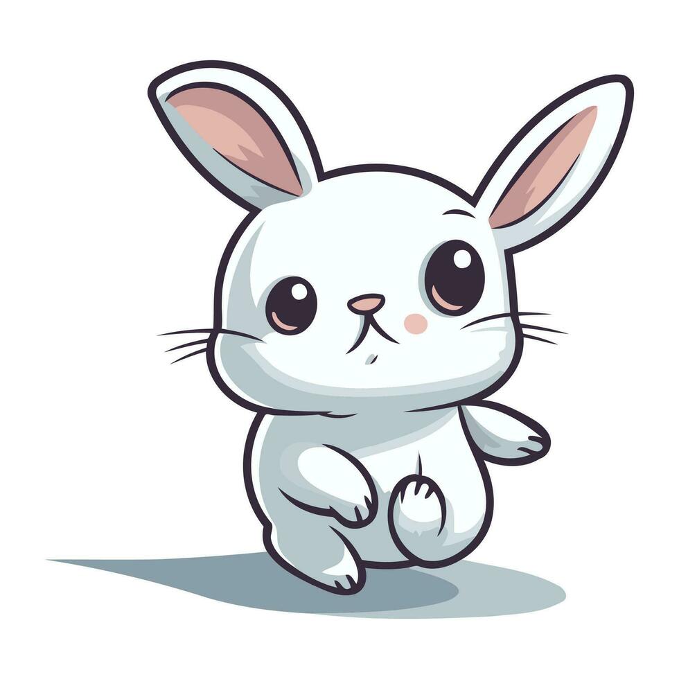 Cute cartoon rabbit isolated on a white background. Vector illustration.