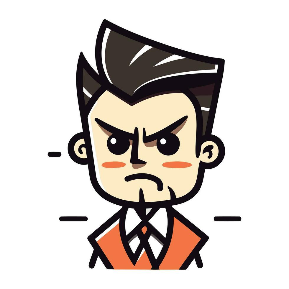 Angry Boss   Cartoon Vector Illustration. Isolated on White Background