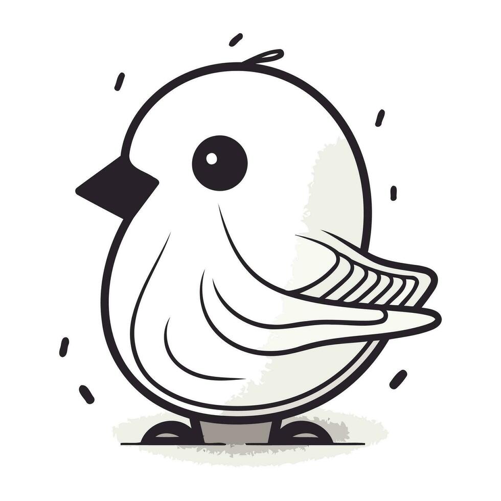 Illustration of a cute little bird on a white background. Vector illustration