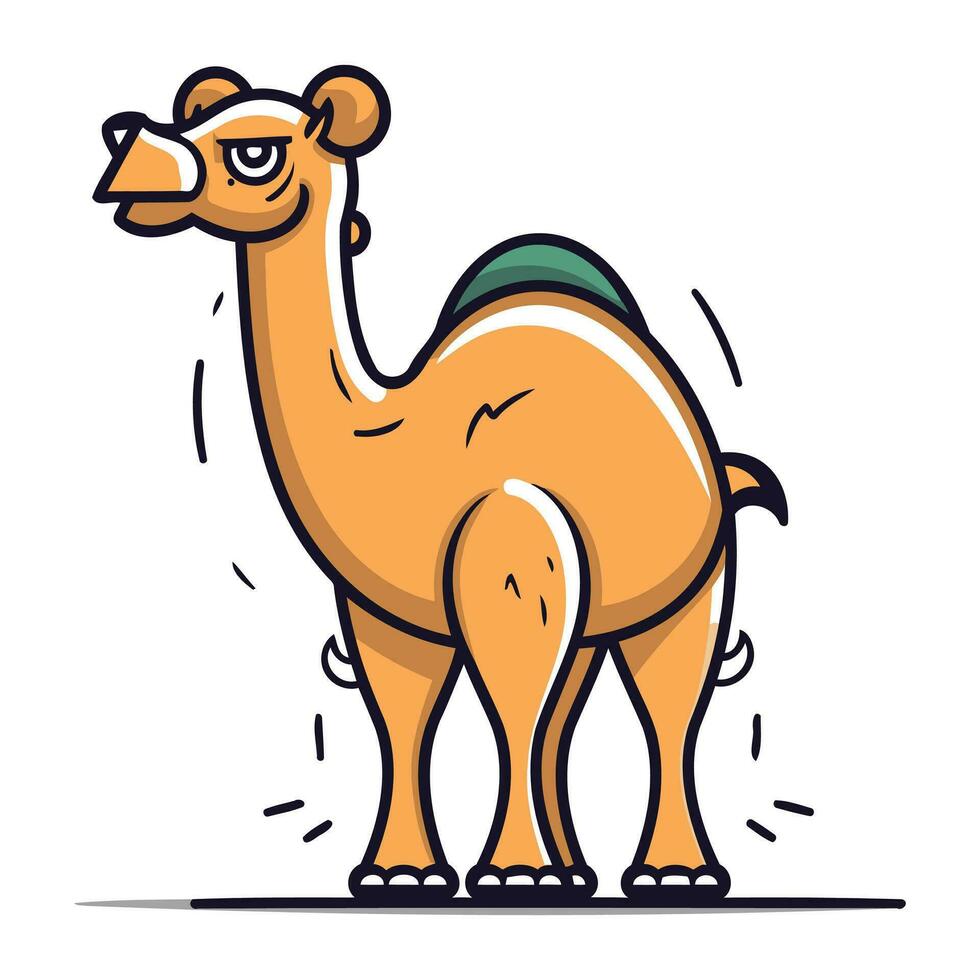 Cute cartoon camel. Vector illustration of a camel on white background.