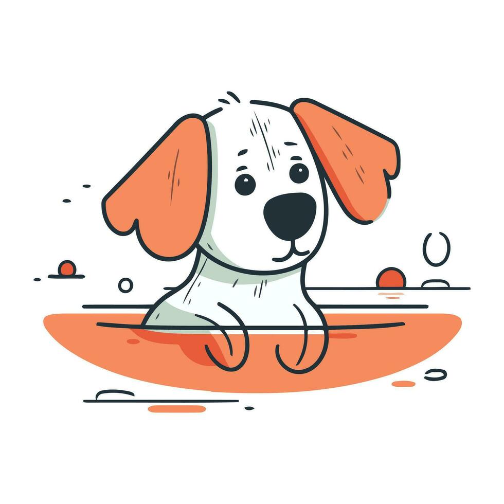 Cute dog in the bath. Vector illustration in doodle style.