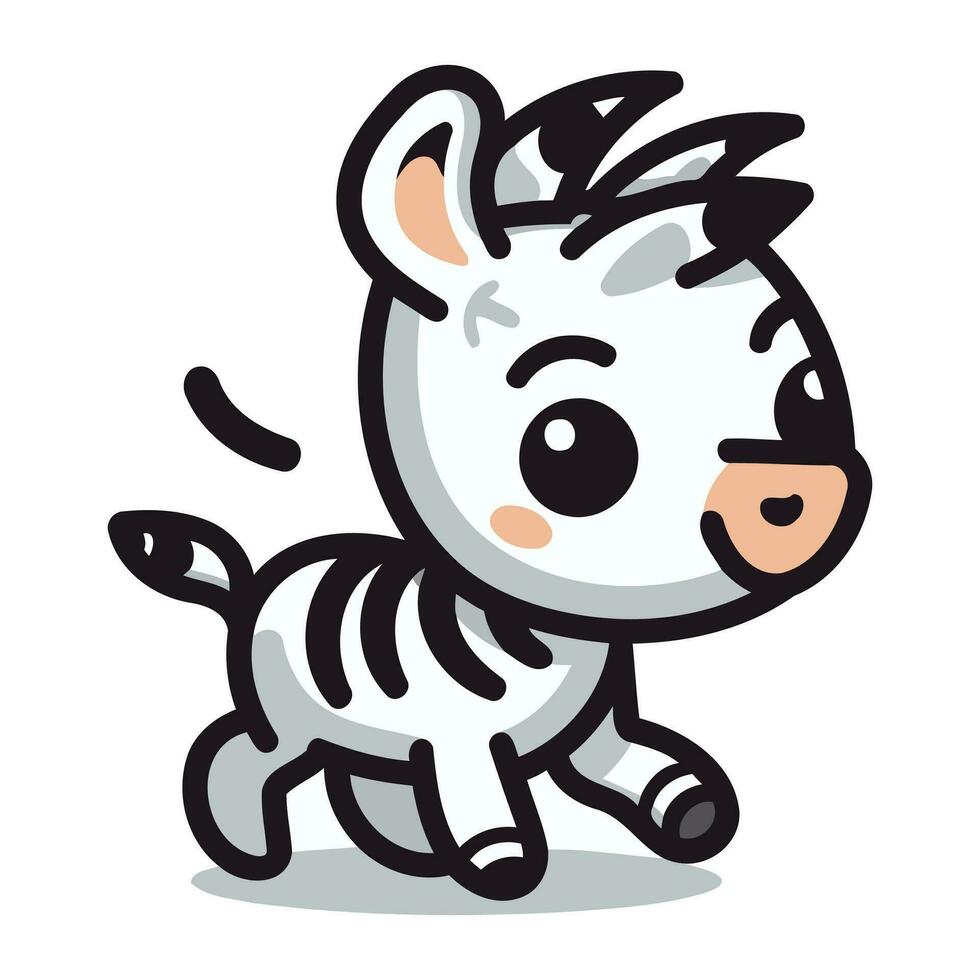 Zebra cartoon character isolated on white background. Cute animal vector illustration.