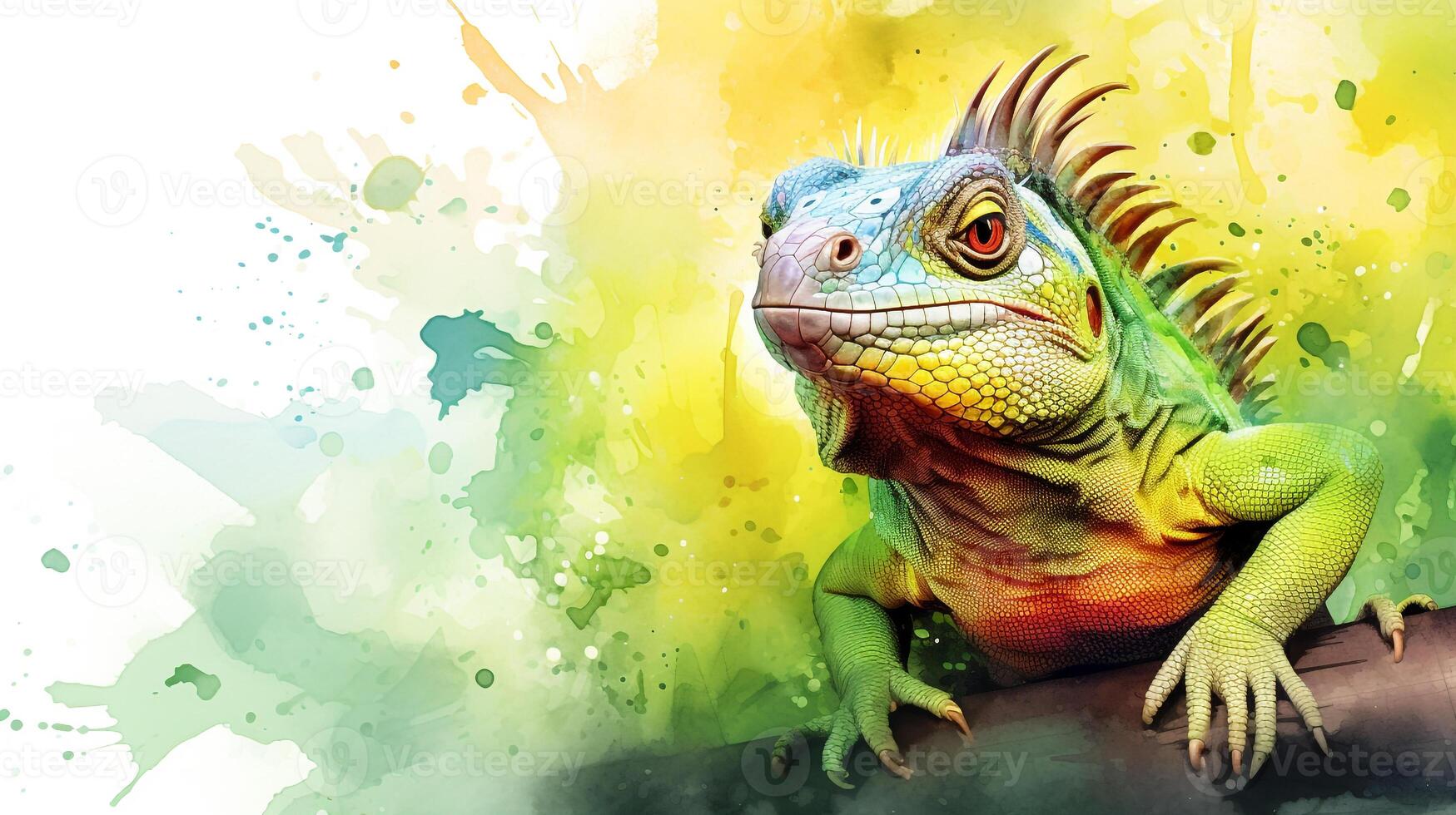 a cute little Iguana in watercolor style. Generative AI photo